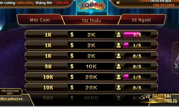 Xì Dách Top88 bắt đầu với từ 2 đến 4 người tham gia
